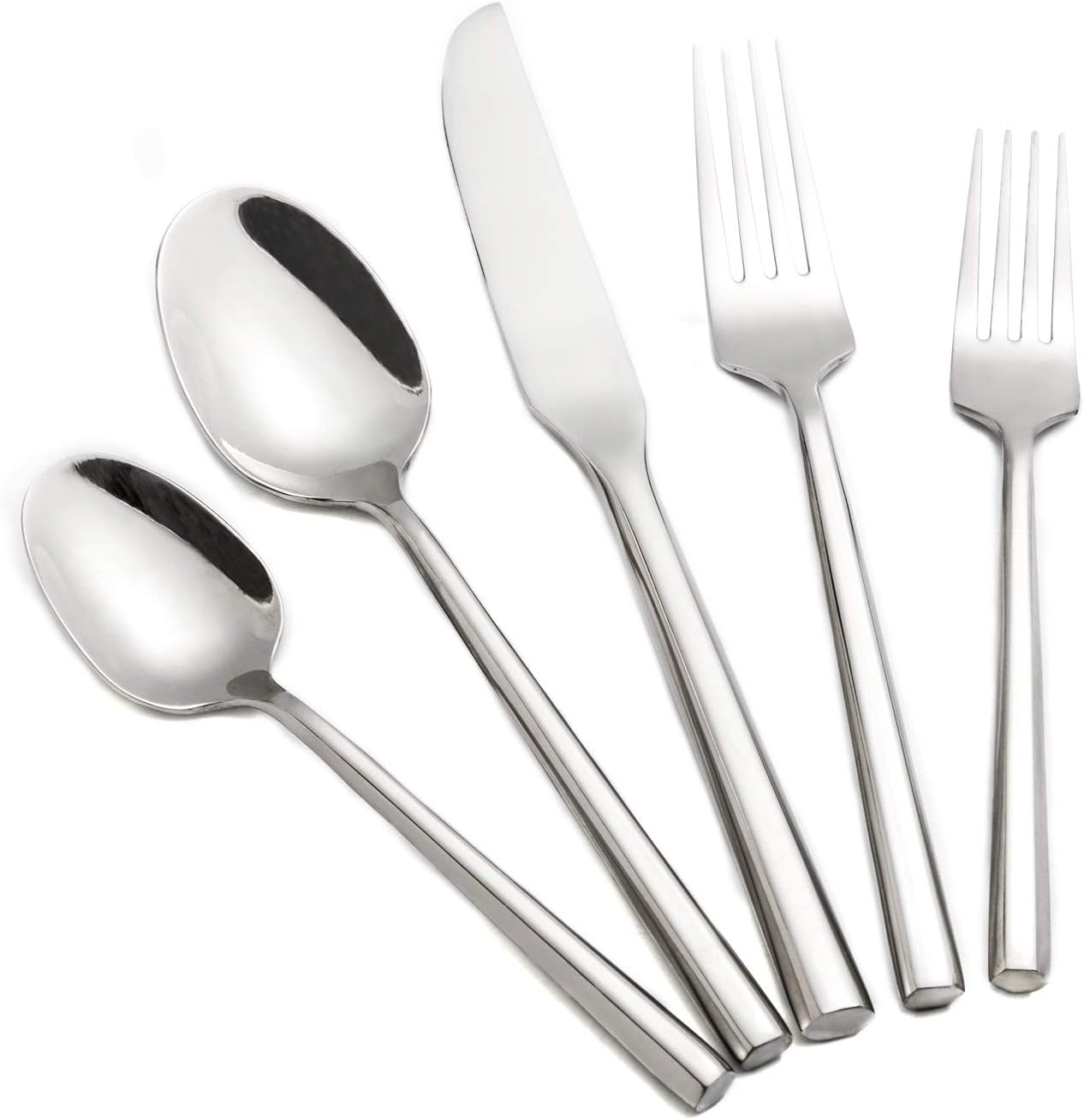 Silverware Set Flatware Set 40 Pieces Stainless Steel Cutlery Set Hexagonal Pattern Mirror Finished Home Daily Use Housewarming Wedding Gift Service for 8