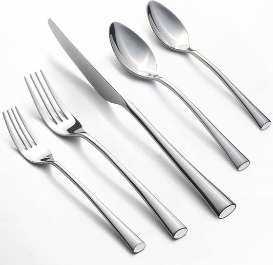 Alata Bailey 20-Piece Forged Silverware Set Stainless Steel Flatware Set,Service for 4,Mirror Polished Cutlery Set,Dishwasher Safe…