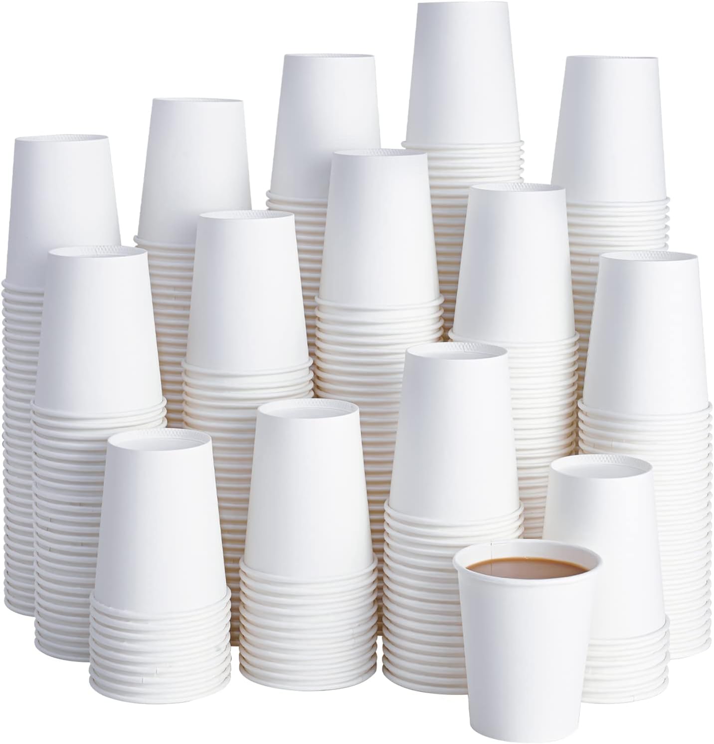 LITOPAK 400 Pack 8 oz Disposable Paper Coffee Cup, Hot/Cold Beverage Drinking Cups for Water, Paper Coffee Cups, White Paper Hot Coffee Cups, Suitable for Party, Picnic, Travel, and Events