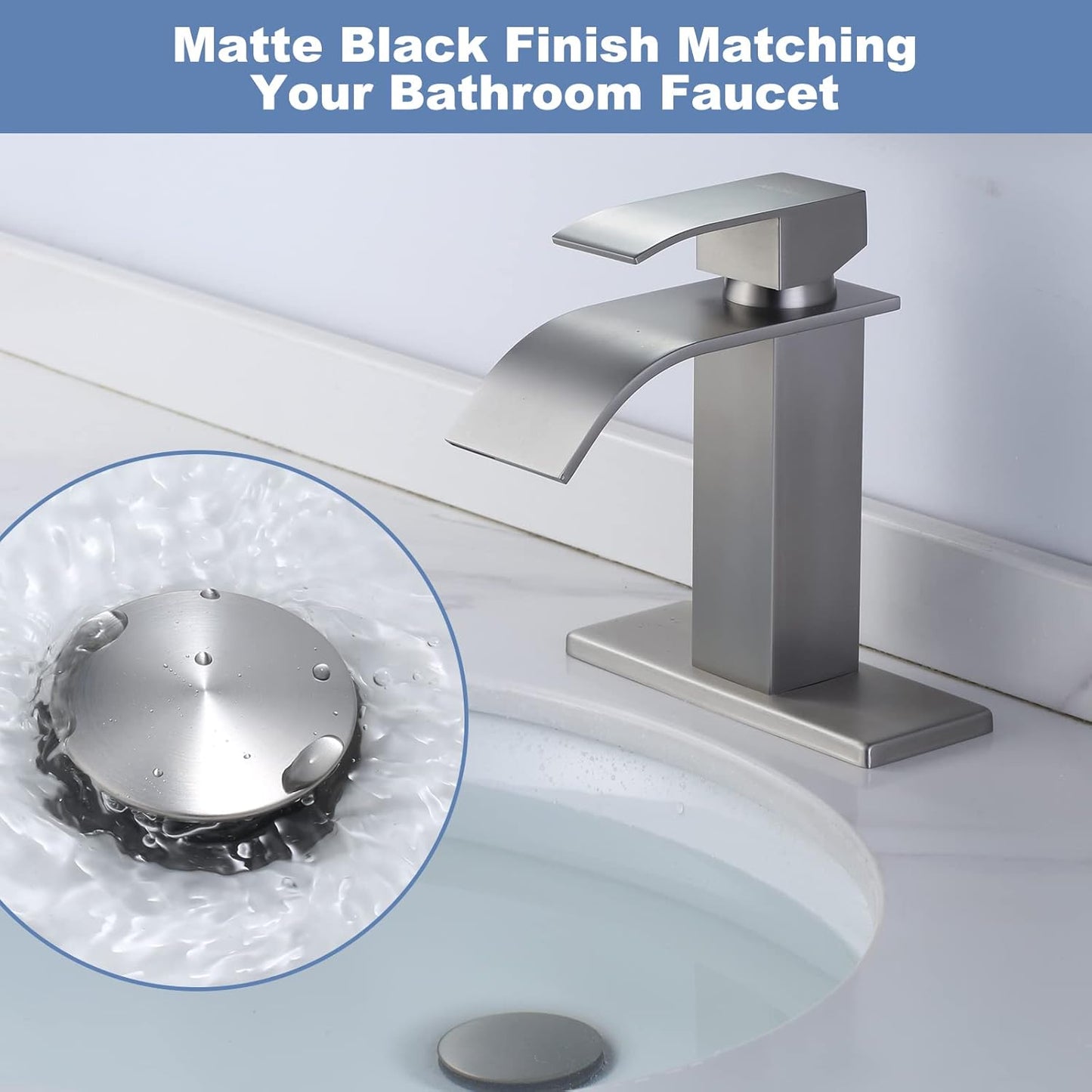 ARCORA Bathroom Sink Drain Brushed Nickel Pop Up Drain with Overflow Vanity Vessel Sink Clicker Drain Stopper