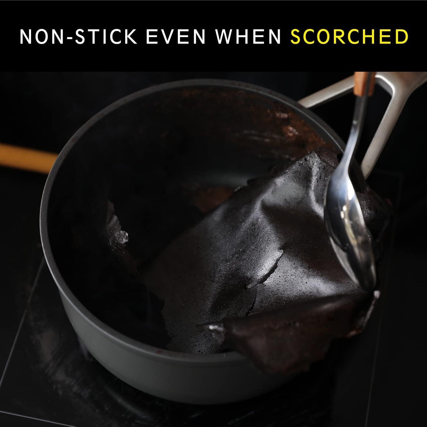 MSMK 3.5 Quart Non stick Sauce Pan with lid, Stay-Cool Handle, Burnt also Nonstick, PFOA Free Non-Toxic, Scratch-resistant, Induction Cooking Pot