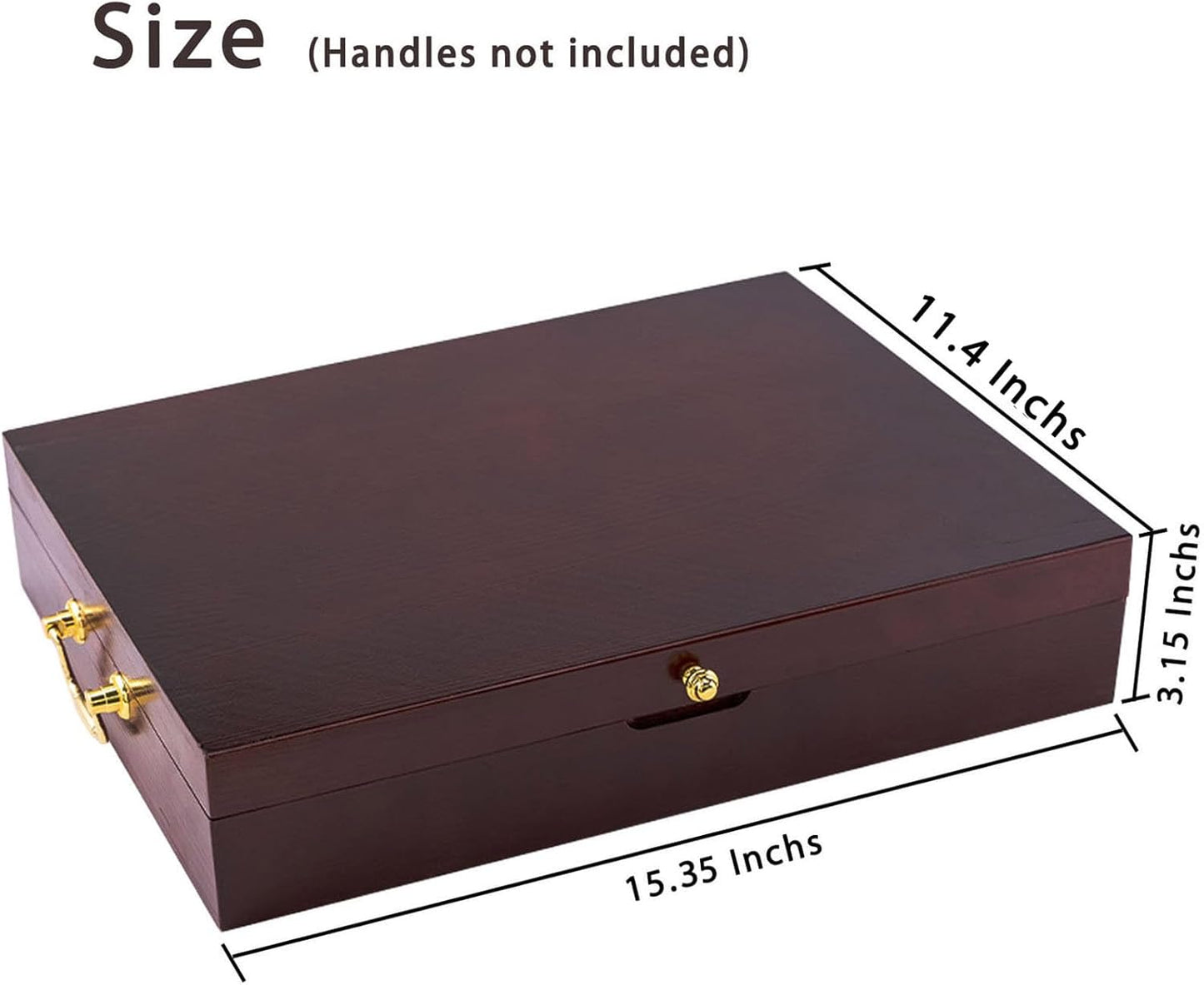 GENRICE Wooden Silverware Chest without Silverware, Silverware Box Storage for Silver, Silverware Case with Handle and Felt Lined, Flatware Chest for 12 sets of Utensils