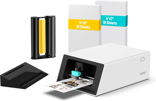 Liene PixCut S1 Color Sticker Printer & Cutting Machine - All-in-One Sticker Maker for DIY Crafts, Custom Labels & Gifts. Thermal Dye-Sublimation Photo Printer, 300 DPI, Precise AI Auto-Cutting