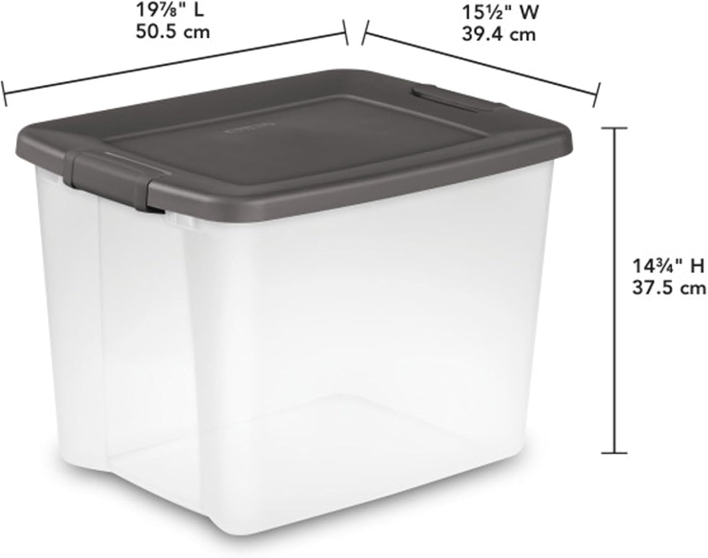 Sterilite 12-Pack Plastic Storage Bins w/ Lids, Shelf Totes Large Clear Totes, 50 Qt, Gray