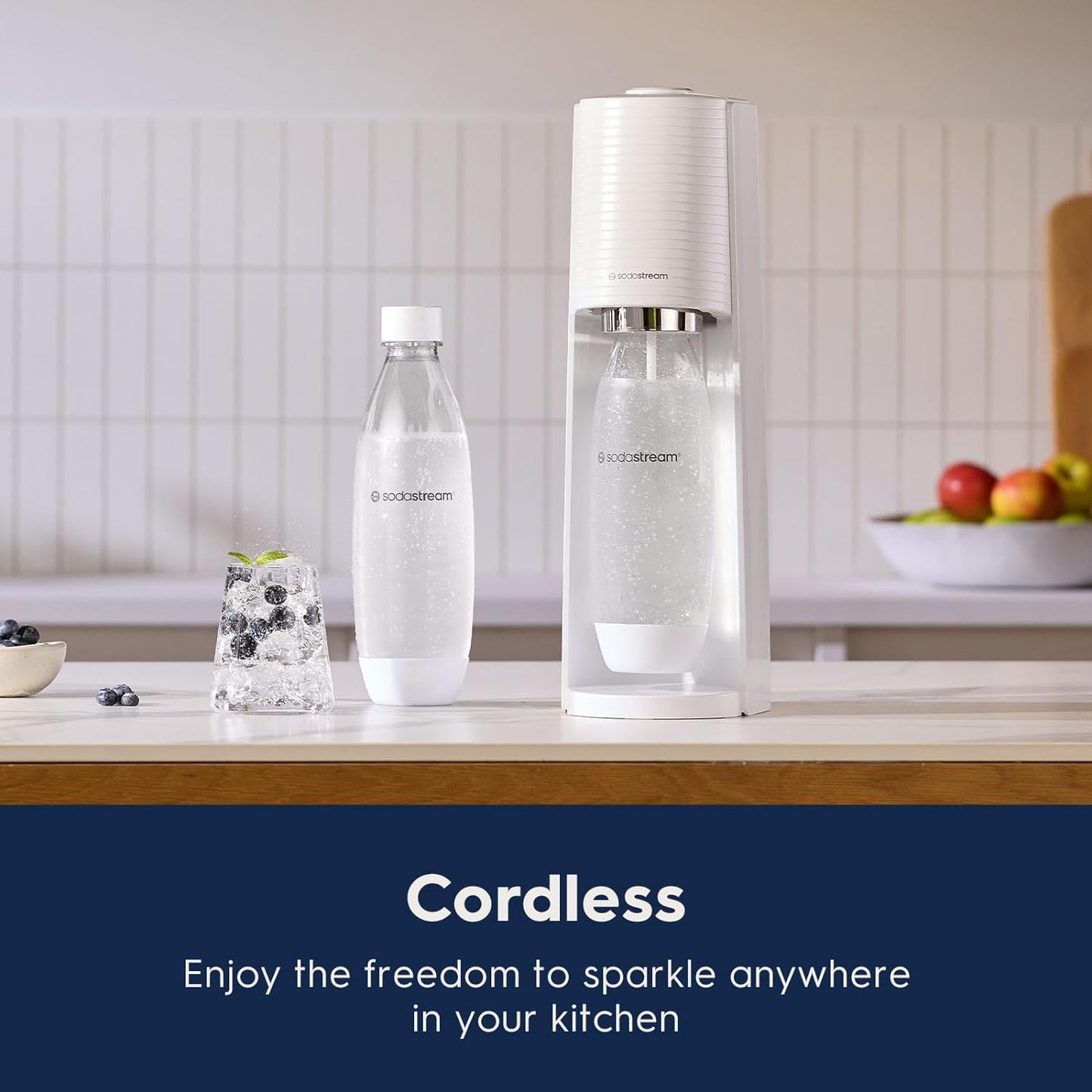 SodaStream Terra Sparkling Water Maker Bundle (White), with CO2, DWS Bottles, and Bubly Drops Flavors
