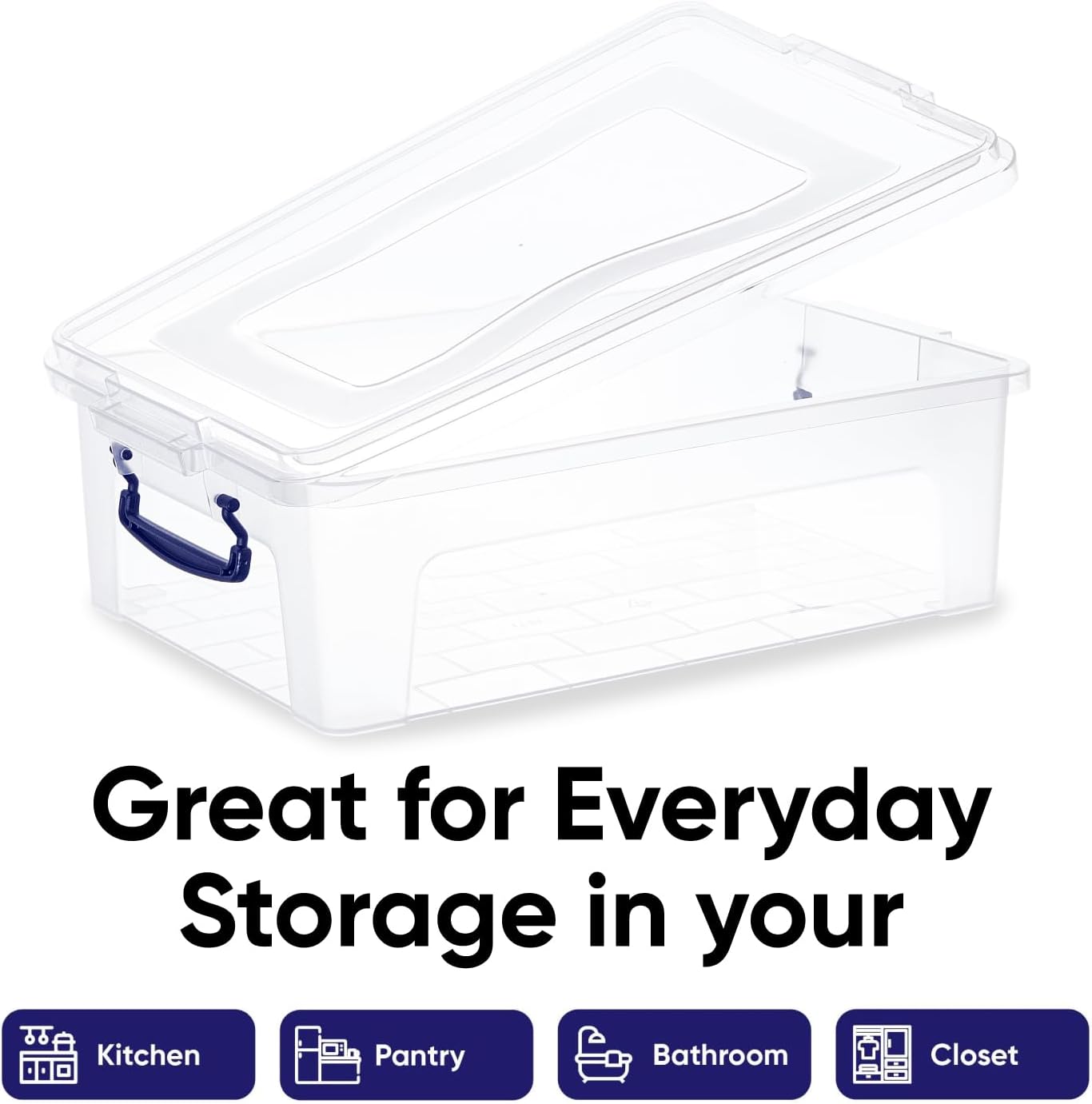 Superio Storage Bins with Lids, Clear Plastic Containers for Organizing, Stackable Totes, BPA Free, Odor Free, Organizer Boxes for Home, and Dorm (2 Pack, 22.7 Qt)