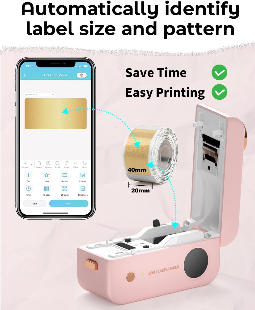 Phomemo Label Maker Machine- D50 Large Label Maker with Cutter Thermal Label Printer for 3/5" to 9/10" Tape, Labeler for Home Address, Organization, Office, Gift, Support iOS & Android