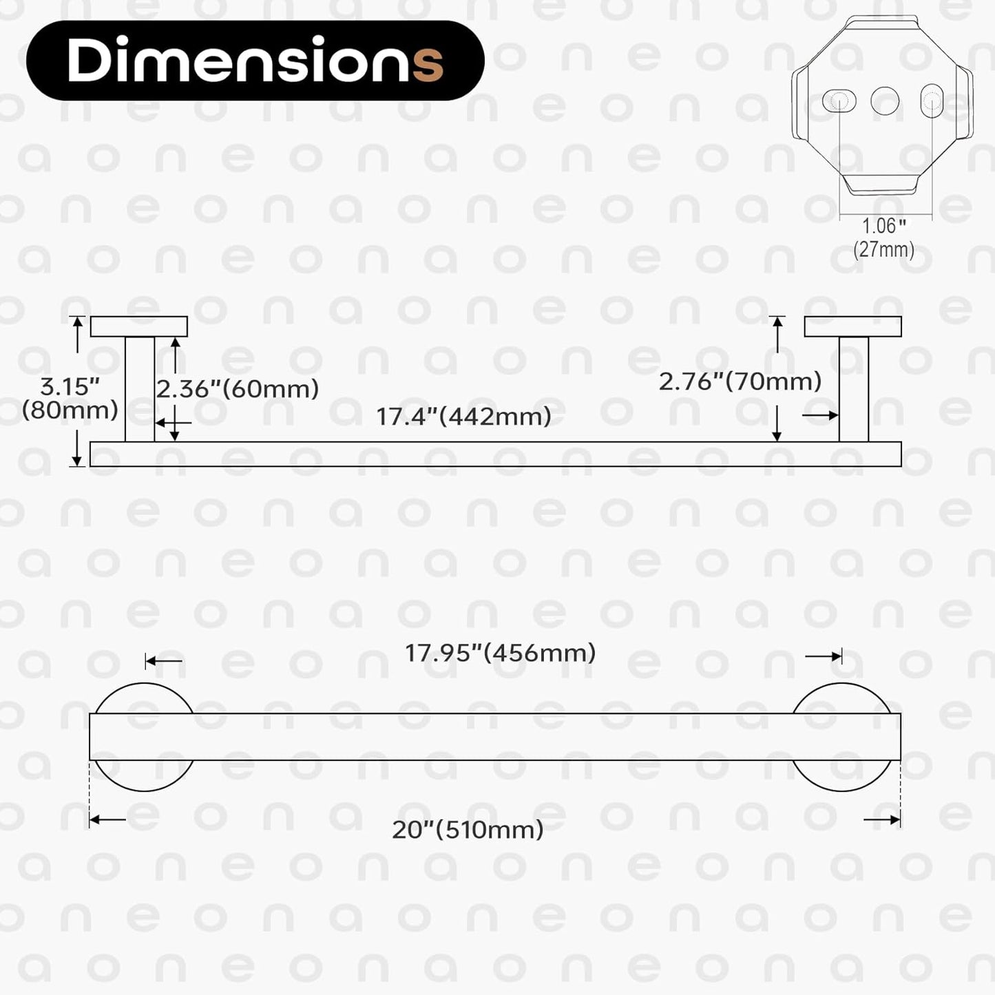 20 Inch Bathroom Towel Bar Bath Towel Rack Kitchen Towel Holder Towel Shelf Wall Mounted SUS304 Stainless Steel 2 Pack Polished Chrome AN4001CH-L20-P2