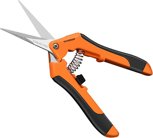 VIVOSUN 6-Pack 6.5 Inch Gardening Scissors Hand Pruner Pruning Shear with Straight Stainless Steel Blades Orange