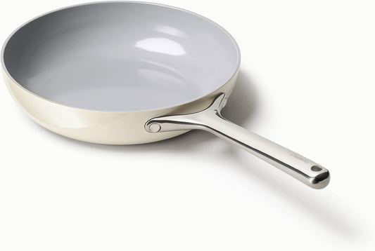Caraway Nonstick Ceramic Frying Pan (2.7 qt, 10.5") - Non Toxic, PTFE & PFOA Free - Oven Safe & Compatible with All Stovetops (Gas, Electric & Induction) - Cream