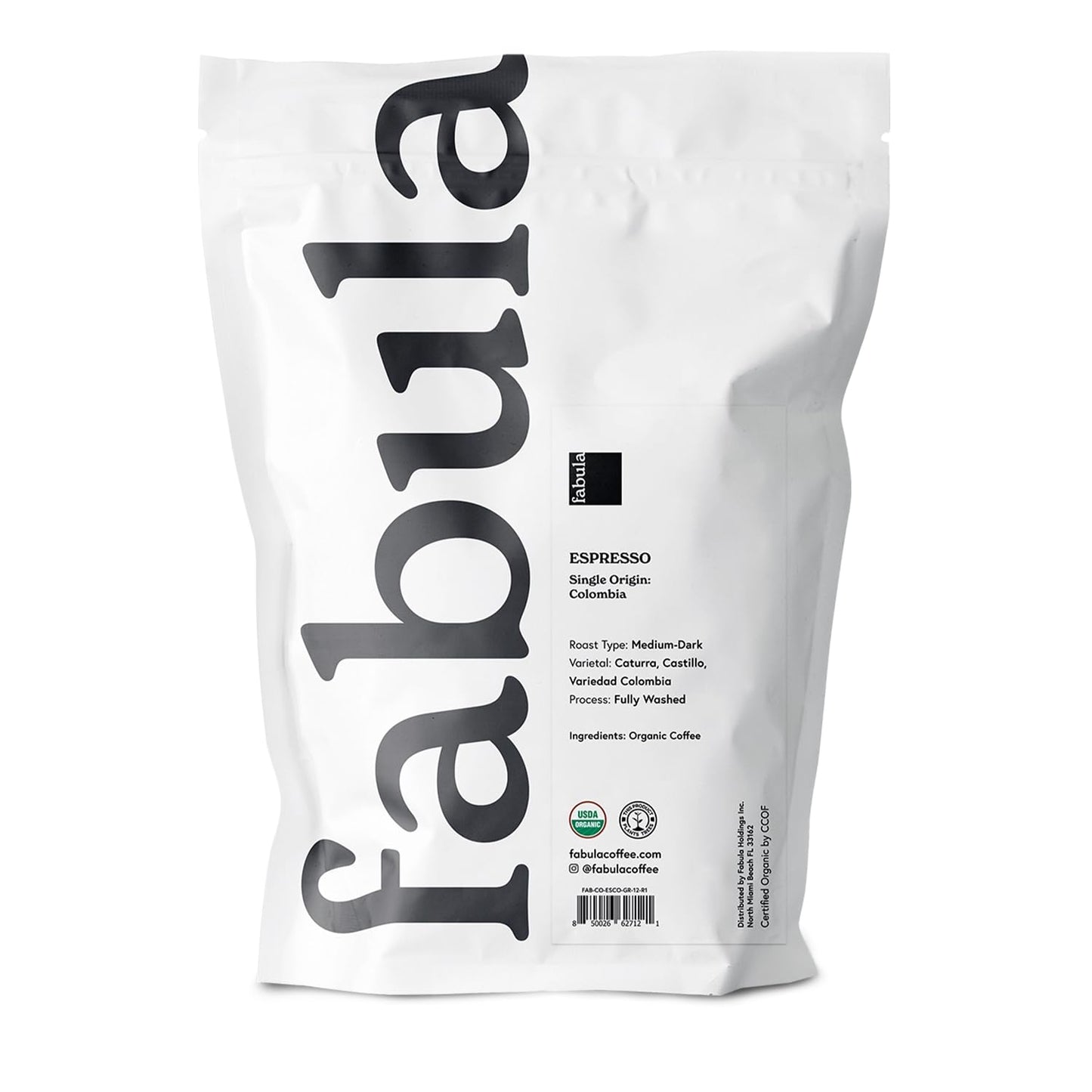 Fabula USDA Organic Espresso Coffee, Freshly Ground Espresso Low Acid Coffee, Non-GMO, No Molds, Mycotoxins Pesticides Free, Single Origin Coffee 12 oz