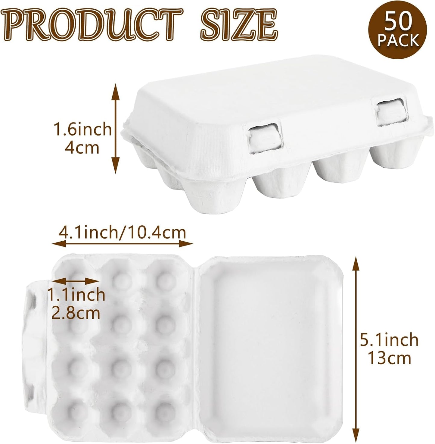 SENENQU 50 Pack Quail Egg Cartons, 3x4 Dozen Quail Egg Carton, Blank Natural Pulp Quail Eggs Container Holder Reusable for 12 Count Quail Egg Carton Storage Tray for Refrigerator