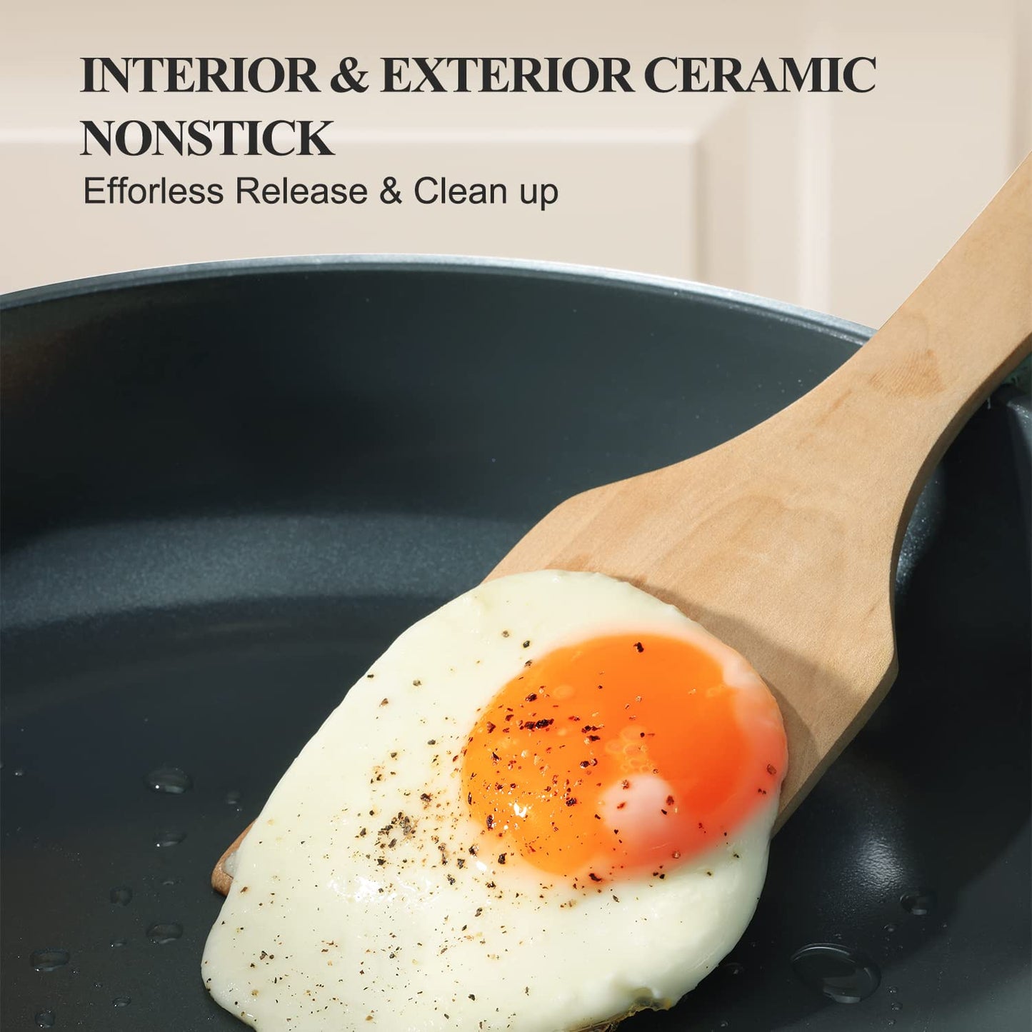 Nonstick Ceramic Frying Pan Set, Non Toxic Nonstick Skillet, Healthy Egg & Omelet & Chef's Pan, PTFE PFOA & PFAS Free, Induction Compatible (10+12 Inch)