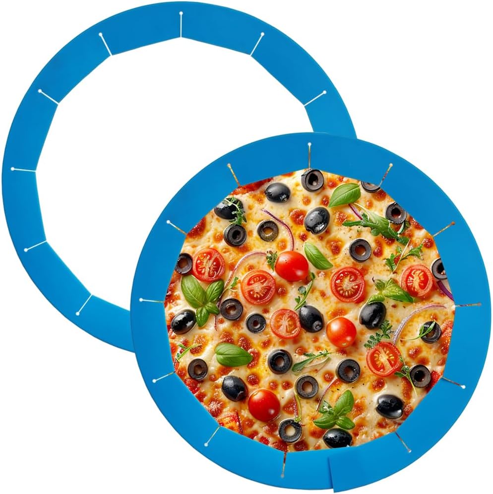 Adjustable Pie Crust Shields Baking Protectors, Silicone Cover Ring Fits 8-11.4 Inch Pies, Baking Pie Pizza Crust Shield Protector Cover for Edges (Blue-2pcs)