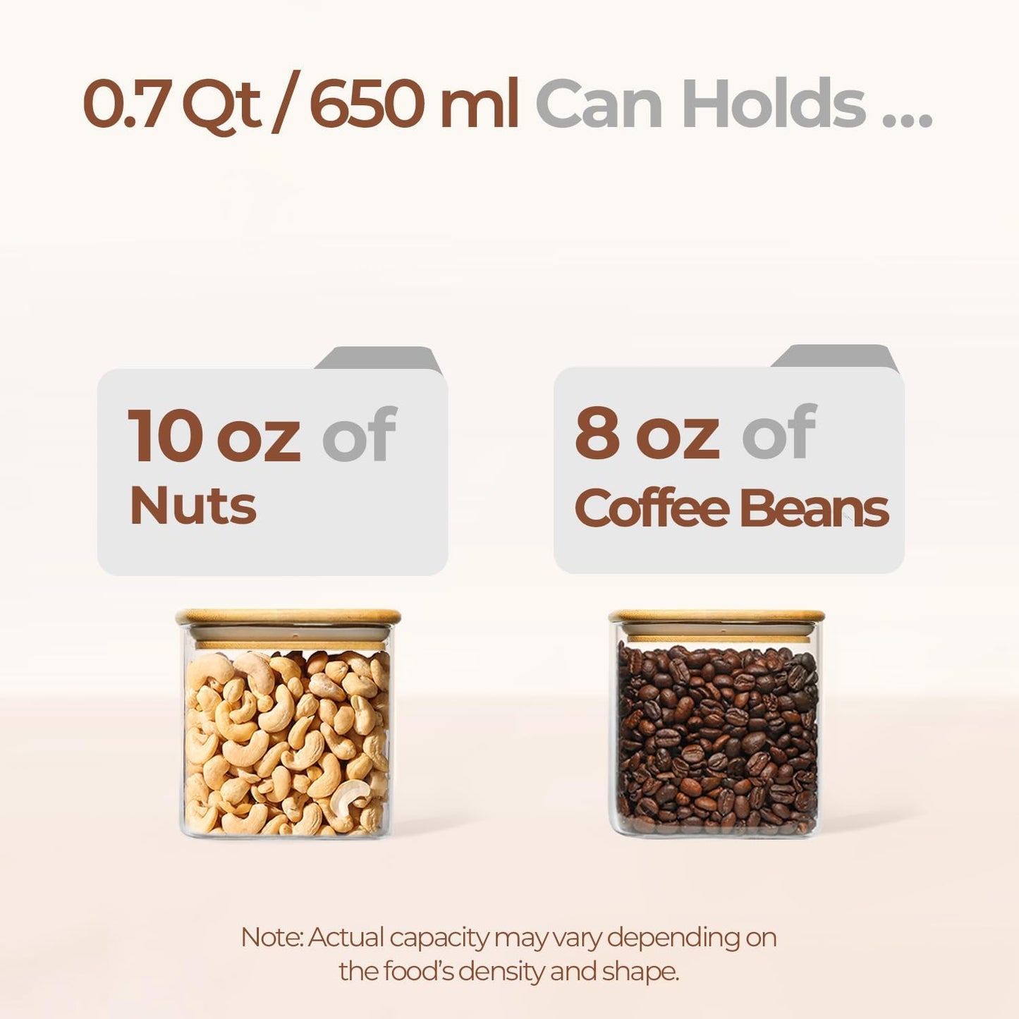 ComSaf 0.7 Qt Glass Food Storage Jars Set of 4, Clear Glass Storage Containers with Lids, Pantry Organization Jar, Spice Jar, Blooming Tea, Coffee and Sugar Container, Small Canister Set for Kitchen