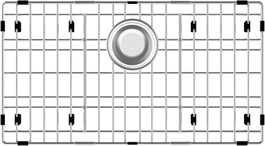 Sink Protectors for Kitchen Sink, Sink Grate Grid for Bottom of Sink, Metal Sink Rack, Bottom Basin Rack, Stainless Steel, 28.4" x 14.2"