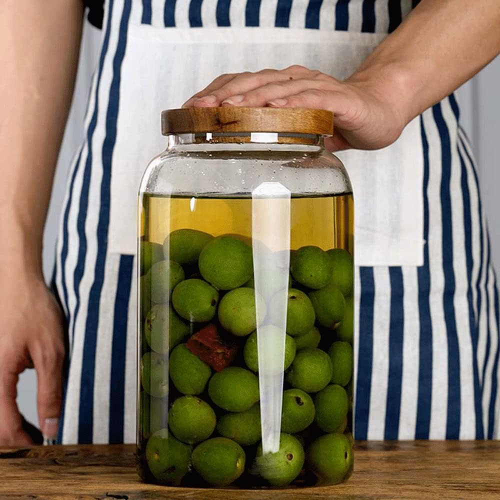 Large Glass Jars with Airtight Wooden Lid, Food Storage Glass Canister, Clear Cereal Storage Container for Flour, Sugar, Coffee Beans, Snack (40 FL OZ (1200ml))
