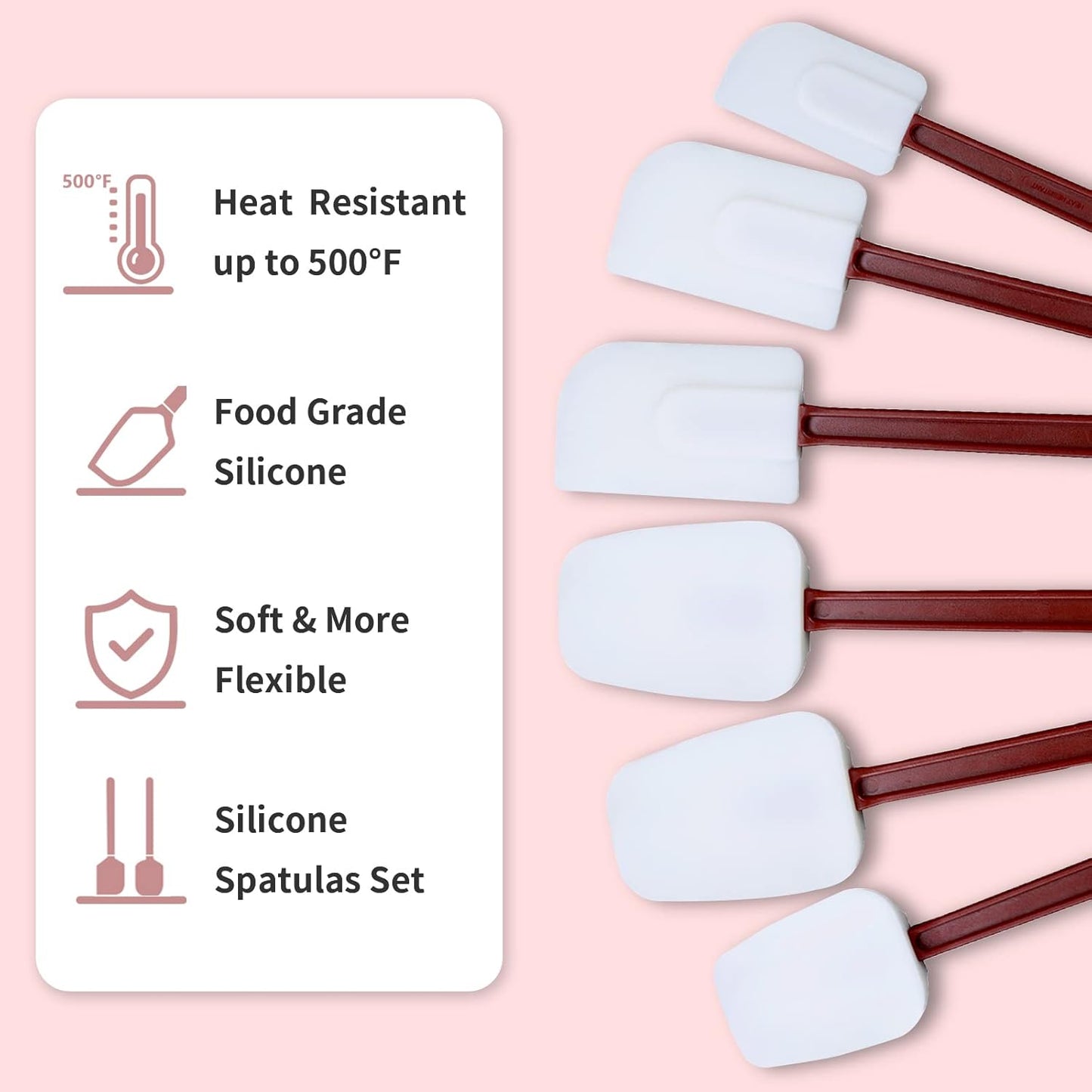 9.5 INCH Silicone Spatulas Heat Resistant Heavy Duty Rubber Spatulas Commercial Spatulas Set for Kitchen Use Silicone Cooking Utensils Sets of 2