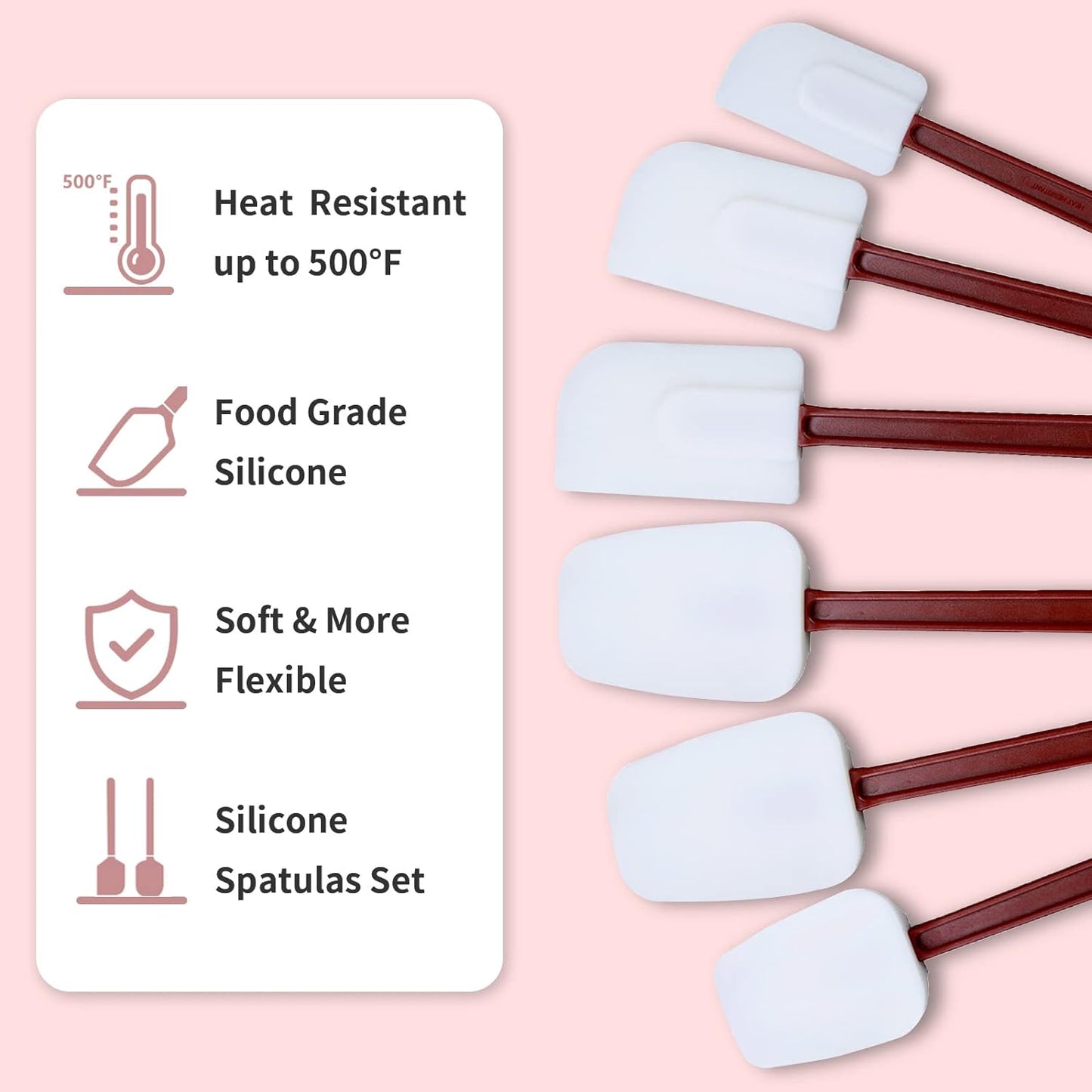 16.5 INCH Silicone Spatulas Heat Resistant Heavy Duty Rubber Spatulas Commercial Spatulas Set for Kitchen Use Silicone Cooking Utensils Sets of 2