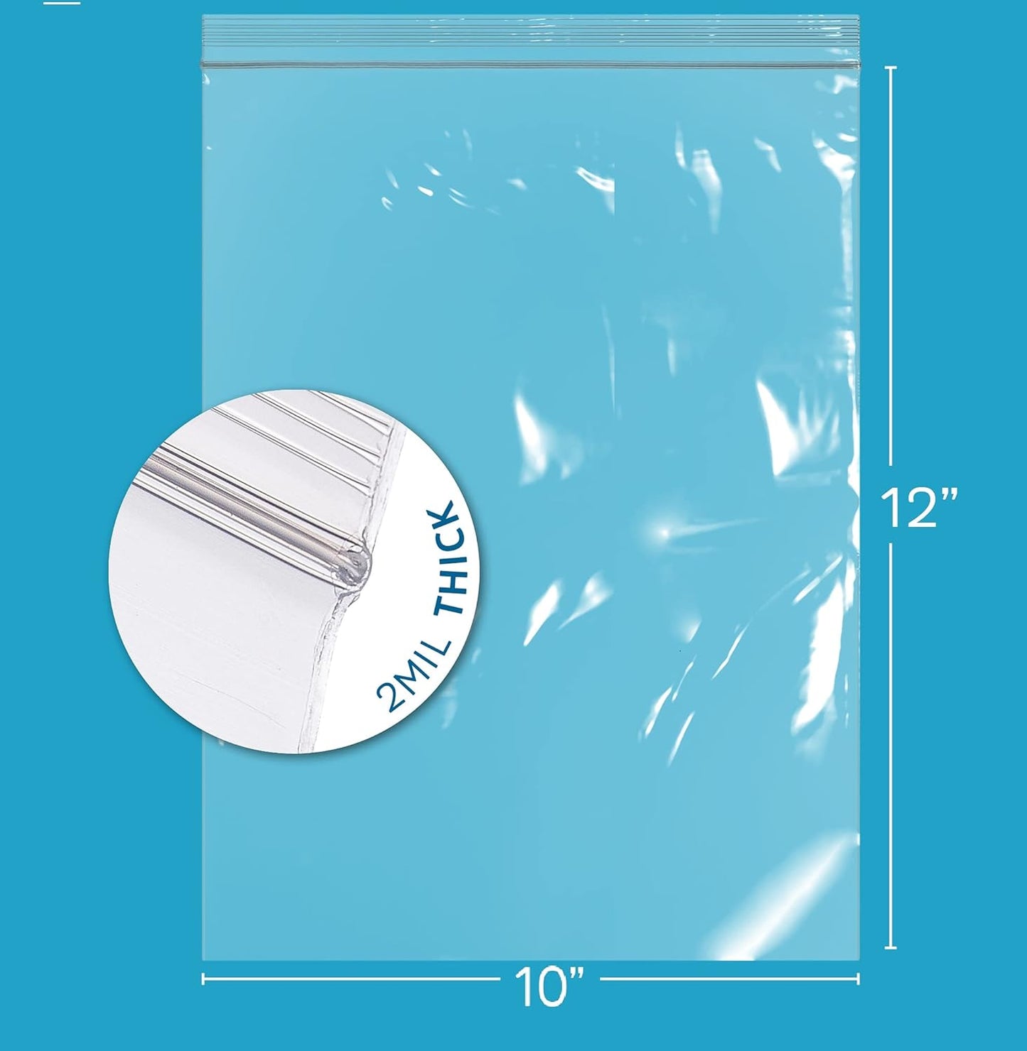 GPI Pack of 200, 10" X 12" 1 Gallon, Clear Plastic Reclosable Zip Bags - Bulk 2 Mil Thick Strong & Durable Poly Baggies with Resealable Zip Top Lock for Travel, Storage, Packaging & Shipping