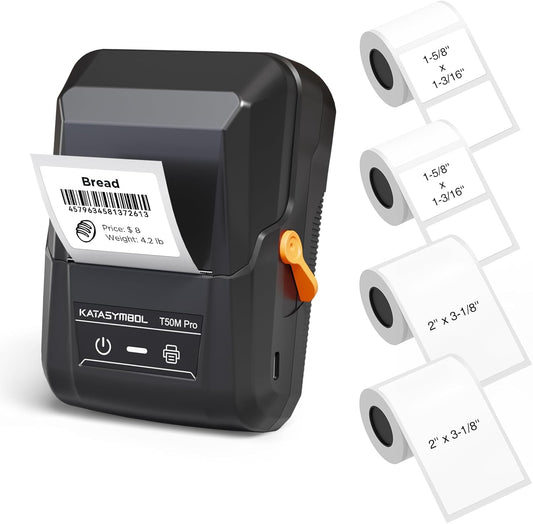 SUPVAN T50M Pro Bluetooth Label Maker Machine with 4 Tapes, Wide Waterproof Label, Versatile App with 40 Fonts and 450+ Icons, Inkless Labeler for Home, Kitchen, School, Office Organization, Black