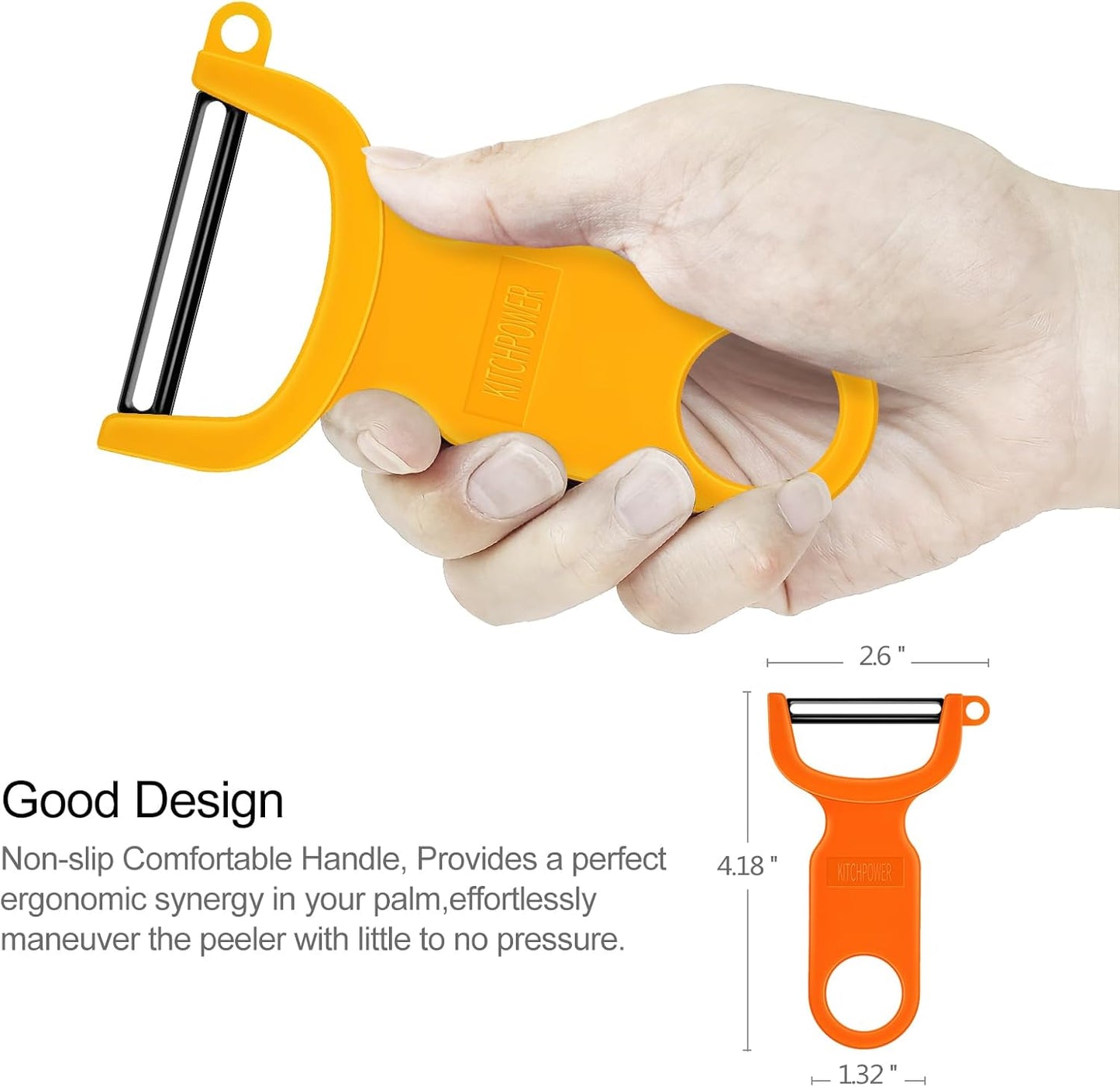 Original Vegetable Peeler, Potato Peelers for kitchen Carbon Steel Blade 3-Pack Orange/Blue/Yellow
