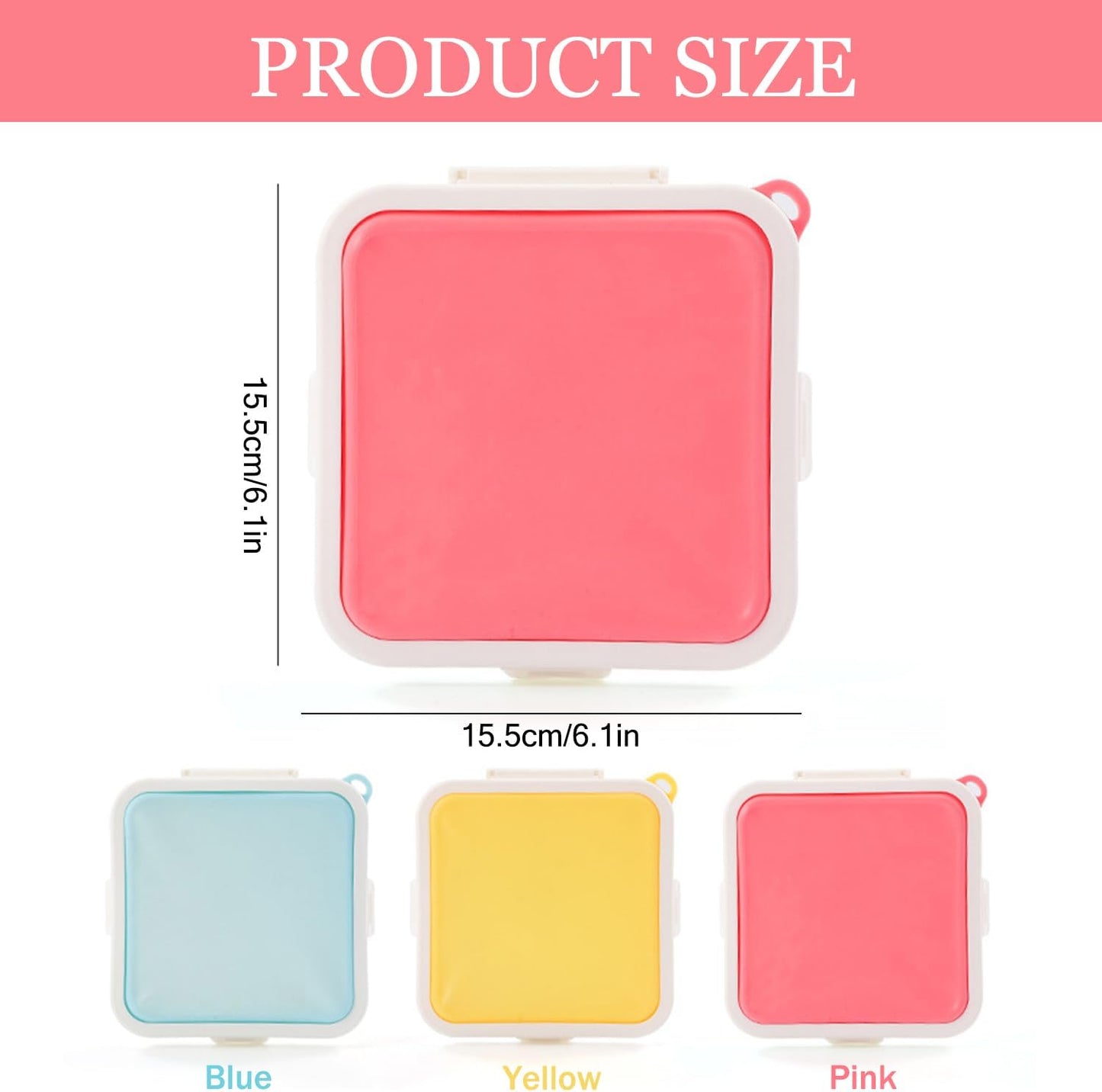 3 Pack Sandwich Containers,3 Color Silicone Sandwich Storage with Snap-Off,Sandwich Box for Lunch,BPA Free,Leakproof, Reusable Plastic Sandwich Holder for Fruit,Salad,Snacks and Food Storage