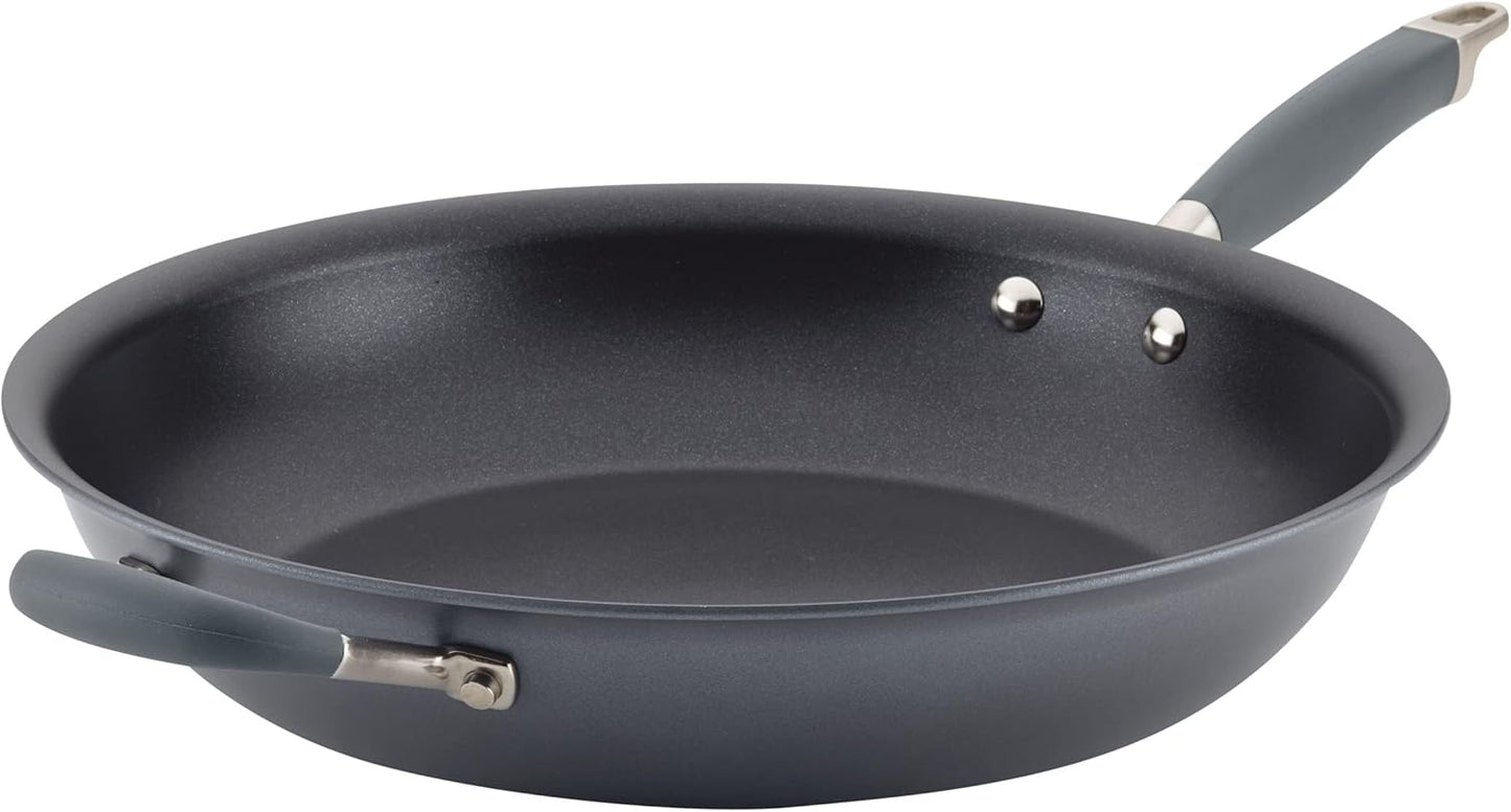 Anolon Advanced Home Hard Anodized Nonstick Frying Pan, 14.5 Inch – Large Skillet with Helper Handle, 14 Inch Nonstick Frying Pan, Durable Cookware - Moonstone