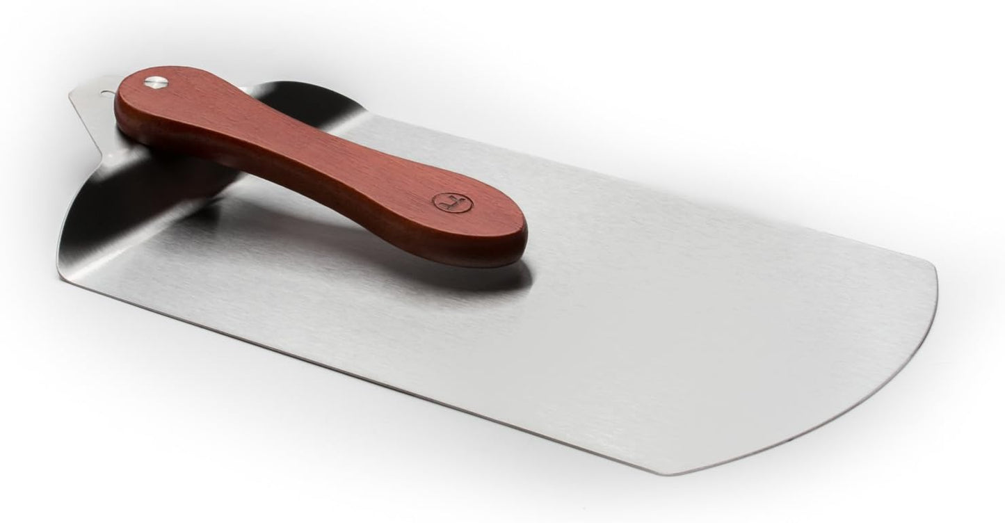 Outset Stainless Steel Pizza Peel with Collapsible Rosewood Handle, 20-Inch Overall, 12-Inch x 7.75-Inch Spatula Area, Silver
