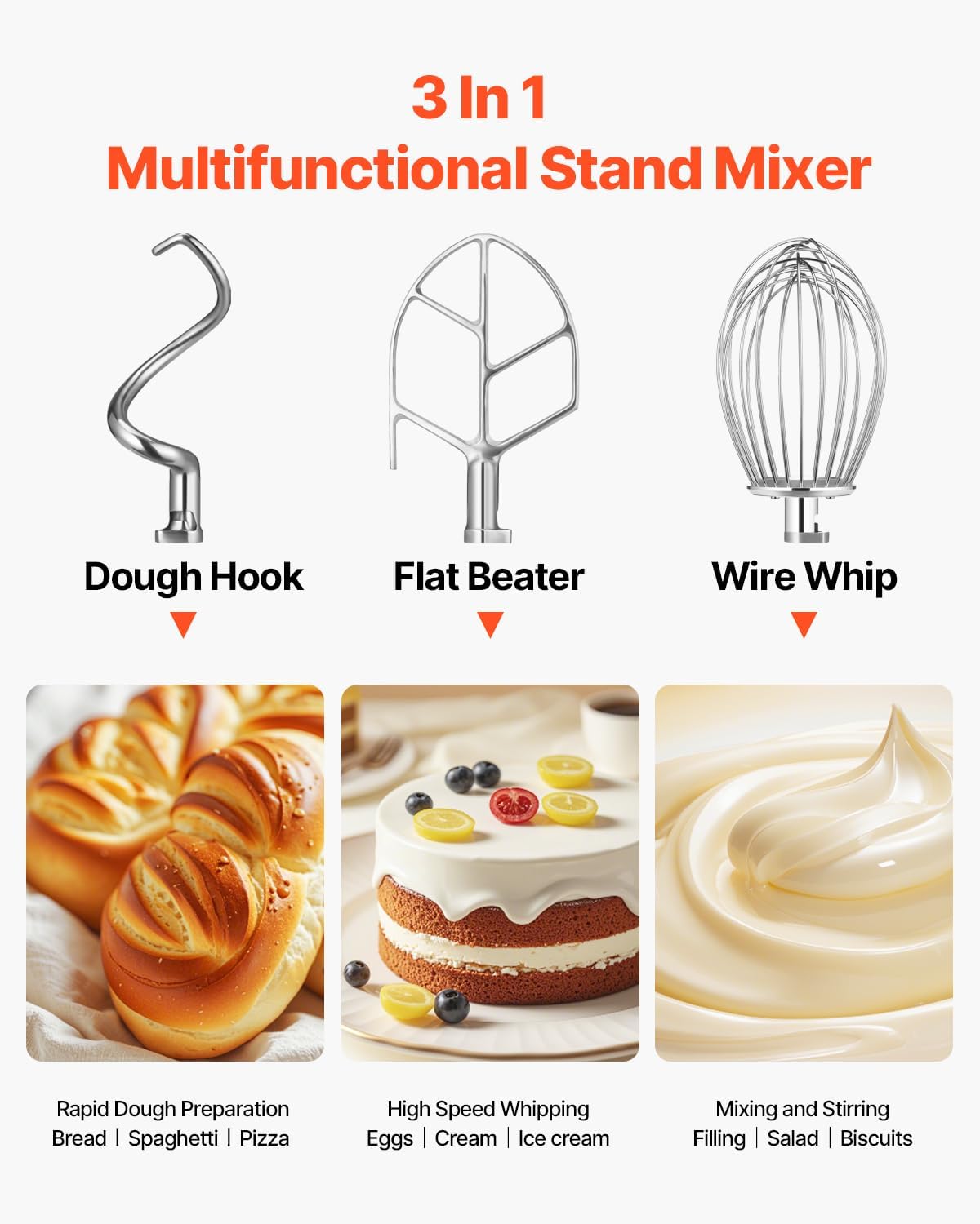 Happybuy 15Qt Commercial Food Mixer with Timing Function， Commercial Mixer 600W Stainless Steel Bowl Heavy Duty Electric Food Mixer Commercial with 3 Speeds Adjustable, Perfect for Bakery Pizzeria