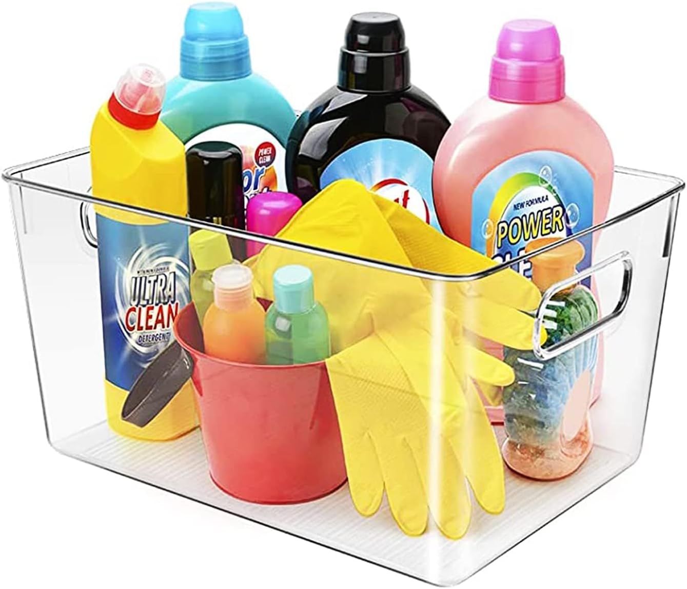 Clear storage organizer bins, Kitchen Cabinet Organizers and Storage Baskets Pantry Fridge Containers for Organizing Cabinet Organization Perfect for, Foods, Snacks, Chips, Vitamin, Spices, Makeup