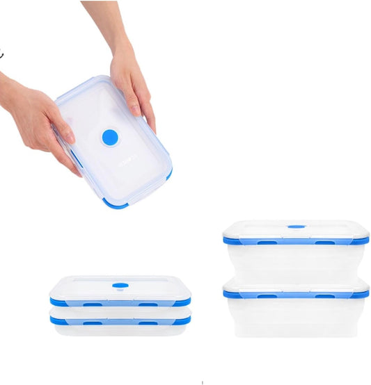 Collapsible Silicone Food Storage Containers, BPA Free, Microwave, Freezer and Dishwasher Safe, Lunch, Meal Prep, Travel, Space-Saving