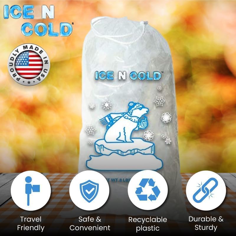 Ice Bags with Drawstring Closure | 20lb, 500ct/cs | 50 mic Thickness | Portable Storage and Freezer Keeper