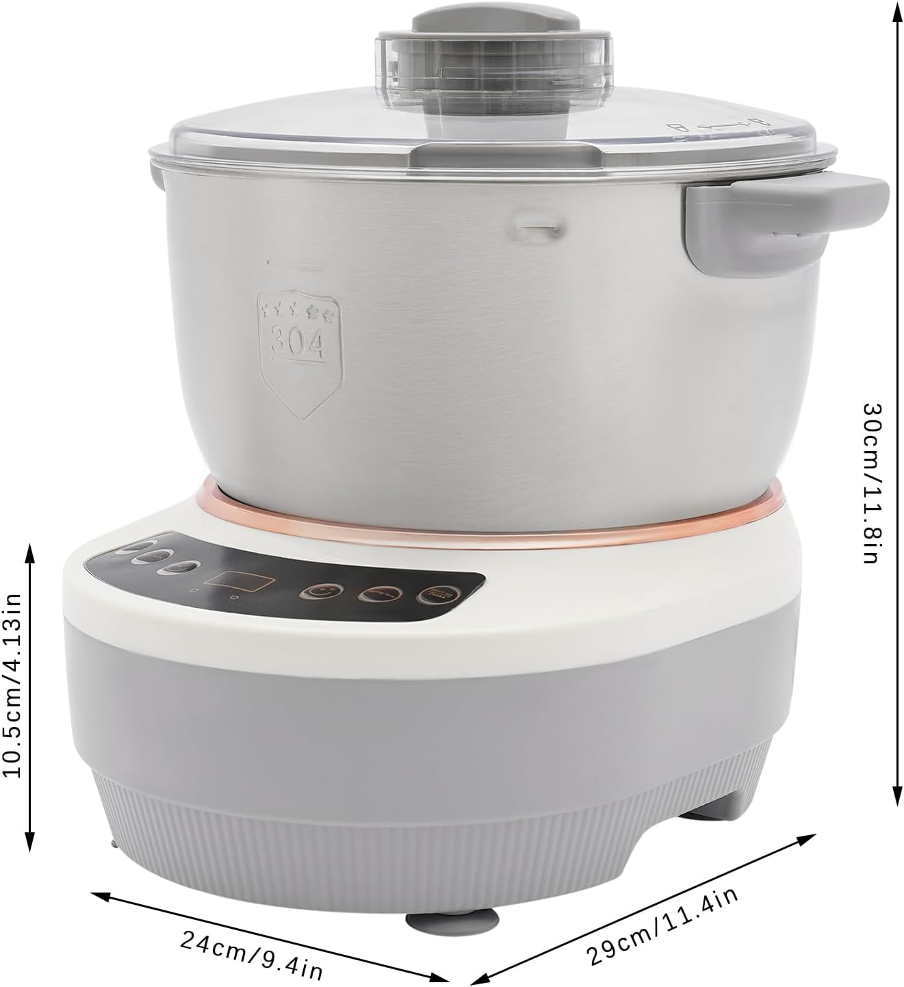 Electric Dough Maker with Ferment Function, 5L/ 4.5Qt 200W 304 Stainless Steel Dough Mixer Machine, Commercial Bread Mixer for Roti Bread Pizza Baking Dumpling Dough & Sourdough(Silver)