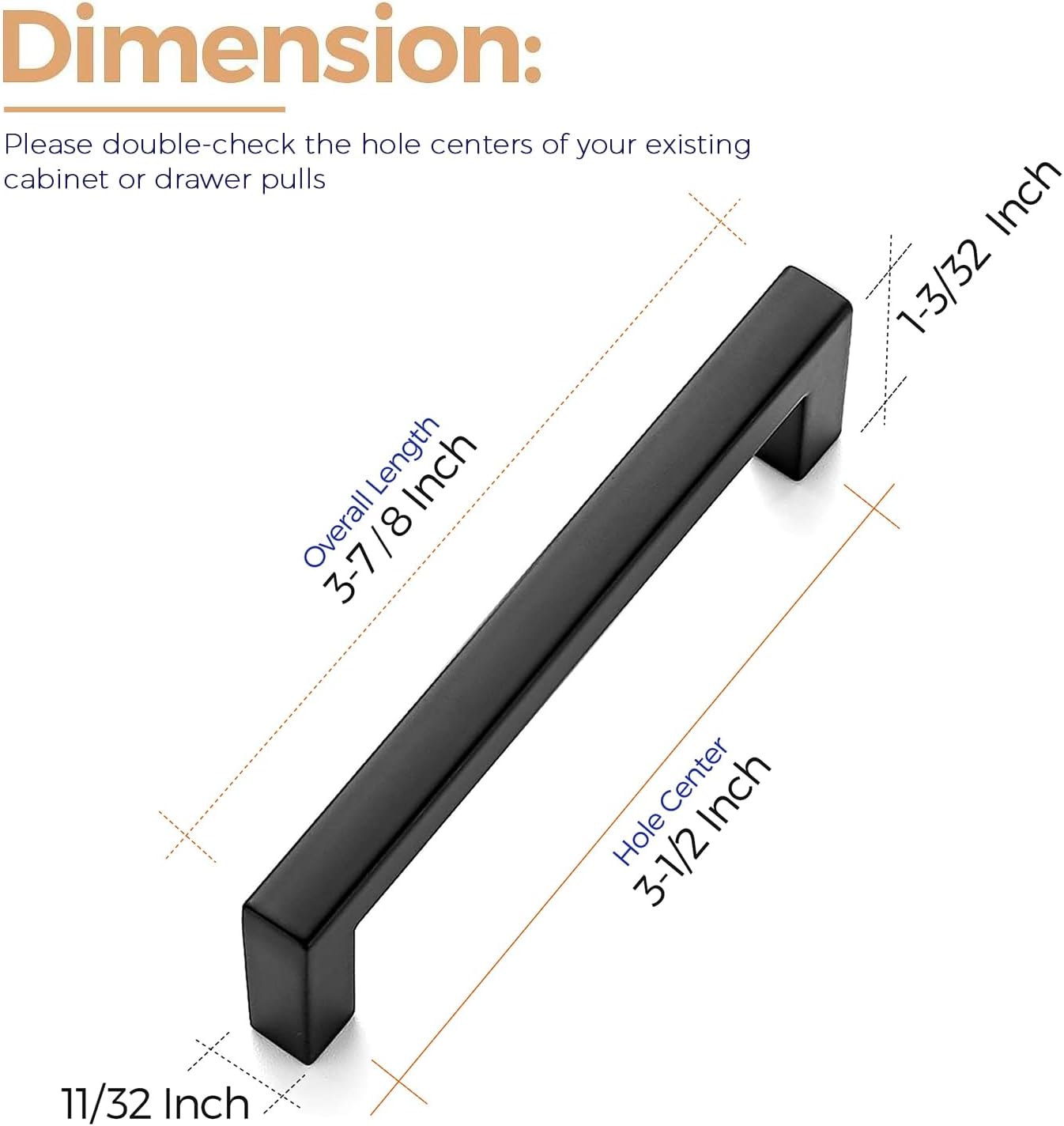 Ravinte 5 Pack Solid 3-1/2 Inch Center to Center Slim Square Bar Drawer Handles Kitchen Cabinet Handles Black Drawer Pulls Kitchen Cabinet Hardware Matte Black