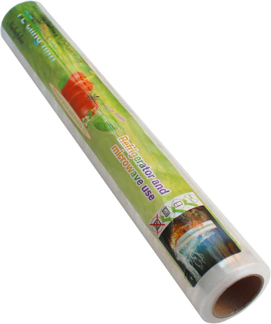 Plastic Cling Wrap Refillable Food Wrap Stretch Clear Cling Wrap 12 Inch×328 Ft (Only Cling Wrap)