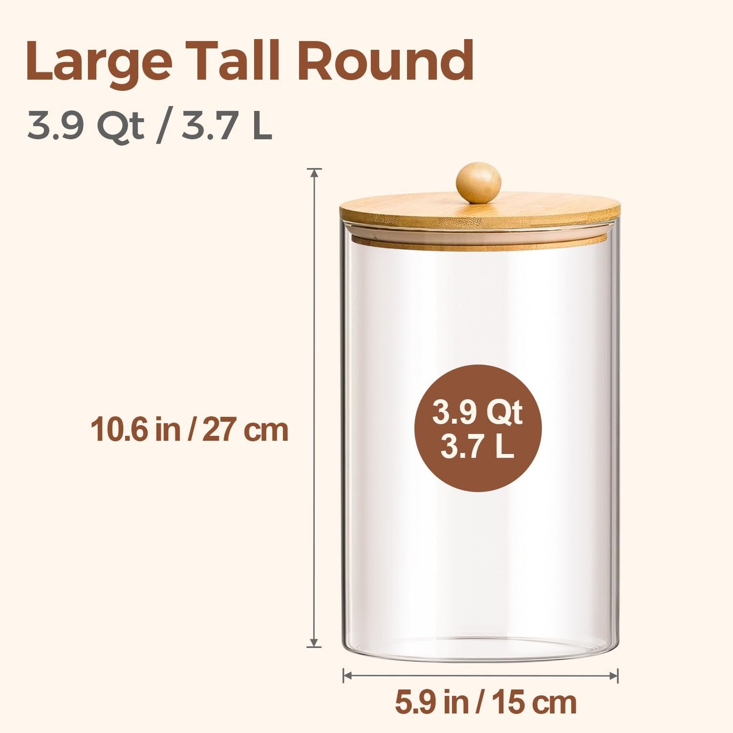 ComSaf 1 Gallon Glass Jar, 3.9 Qt Flour Container, Large Glass Canister with Lid, Food Storage Pantry with Spoon and Clip for Sugar, Oat, Rice, Beans, Pasta, Coffee, Grain