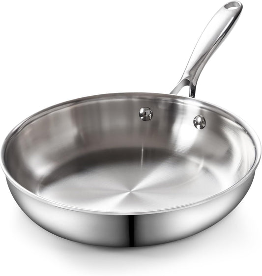 Cooks Standard Frying Pan Stainless Steel, 10-Inch Multi-Ply Clad wok Stir Fry Pan Kitchen Skillet, Silver