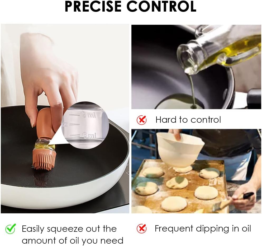 TINMIX Oil Dispenser with Brush - Glass Olive Oil Dispenser for Kitchen, 2 IN 1 Oil Dispenser Bottle with Silicone Basting Brush for Cooking Vinegar Sauce BBQ Grill Frying, T-OB21, Grey