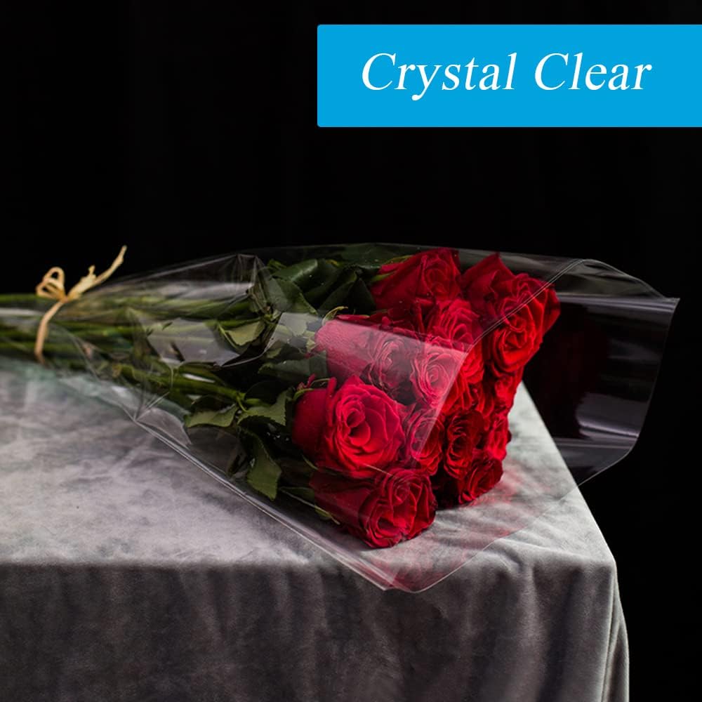 JOYIT 110 ft Cellophane Wrap Roll (35 in x 110 ft) - 3 Mil Thickness, Clear Bags, Wrapping Paper for Flower Gift Baskets (35" fold into 17.5")