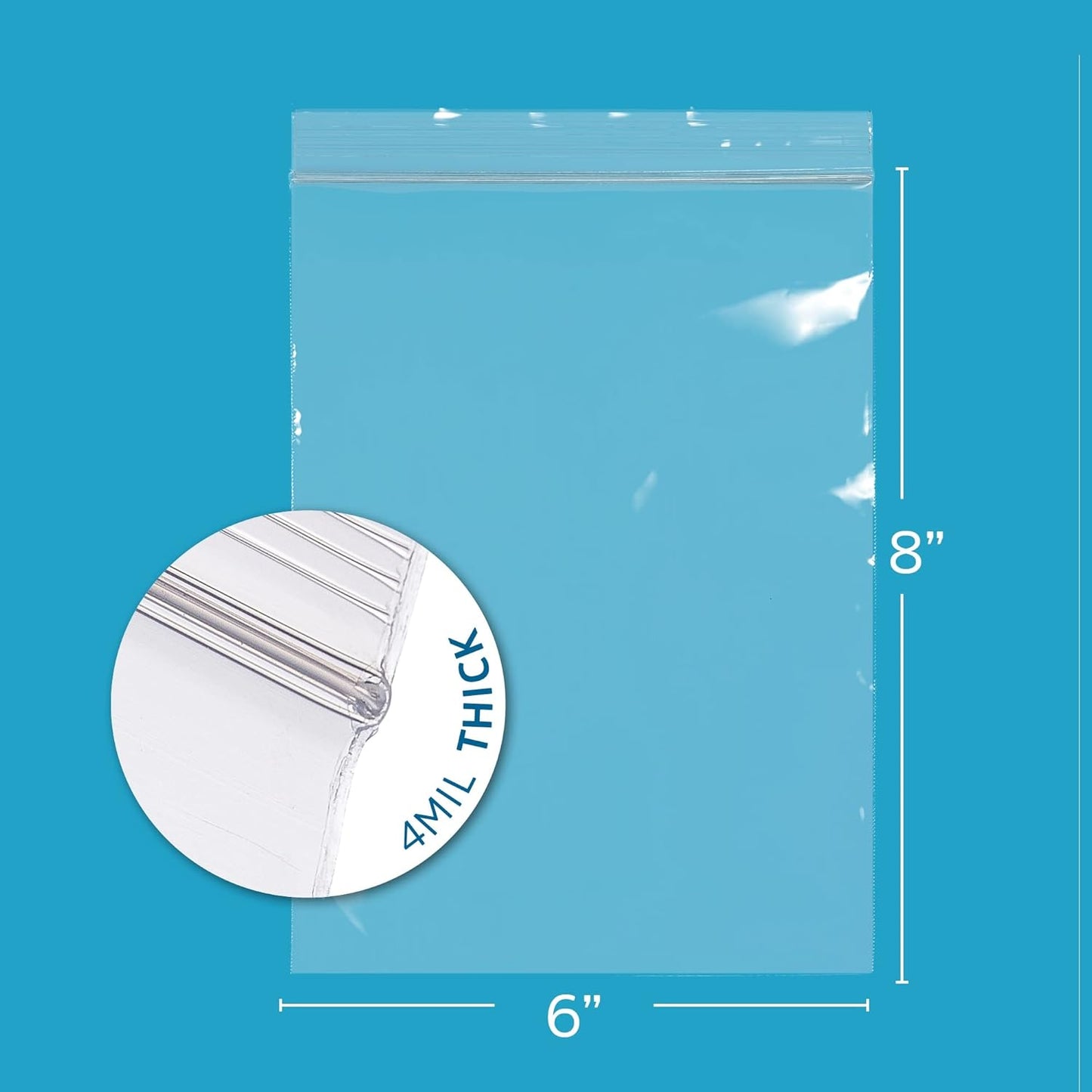 CLEAR PLASTIC RECLOSABLE ZIP BAGS - Bulk GPI Pack Of 500 6" x 8" 4mil Thick Heavy Duty, Strong & Durable Poly Baggies With Resealable Zipper Lock For Travel, Storage, Packaging & Shipping.