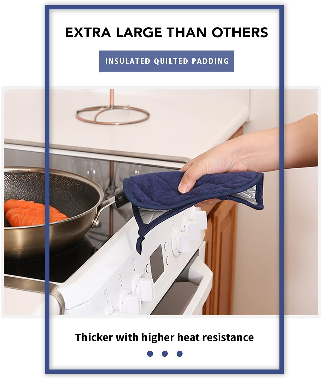 Joyhalo 6 Pack Pot Holders for Kitchen,Cotton Oven Holder with Great Heat Resistance,Non Slip Hot Pads for Kitchen Clearance,Dark Blue