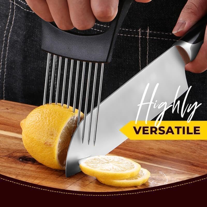 Onion Slice Holder, 2025 Upgraded Stainless Steel Onion Holder for Slicing Lemon Slicer Vegetable Cutter, Kitchen Chopper Slicing Assistant Tool for Meat, Onion, Potato, Tomato (2, A)