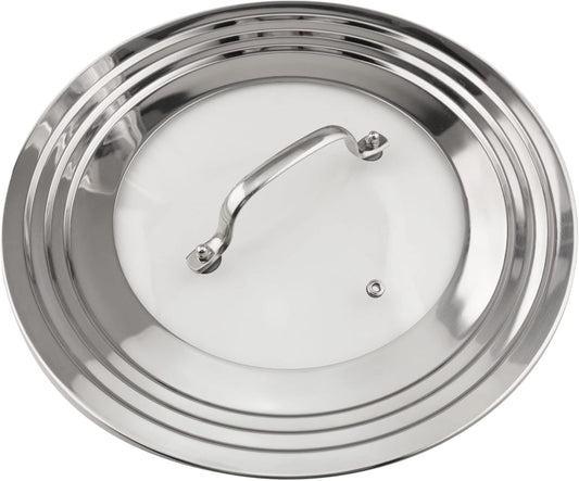 Stainless Steel Universal Lid for Pots, Pans and Skillets-Fits 7" to 12" Replacement Frying Pan Cover and Cast Iron Skillet Lid