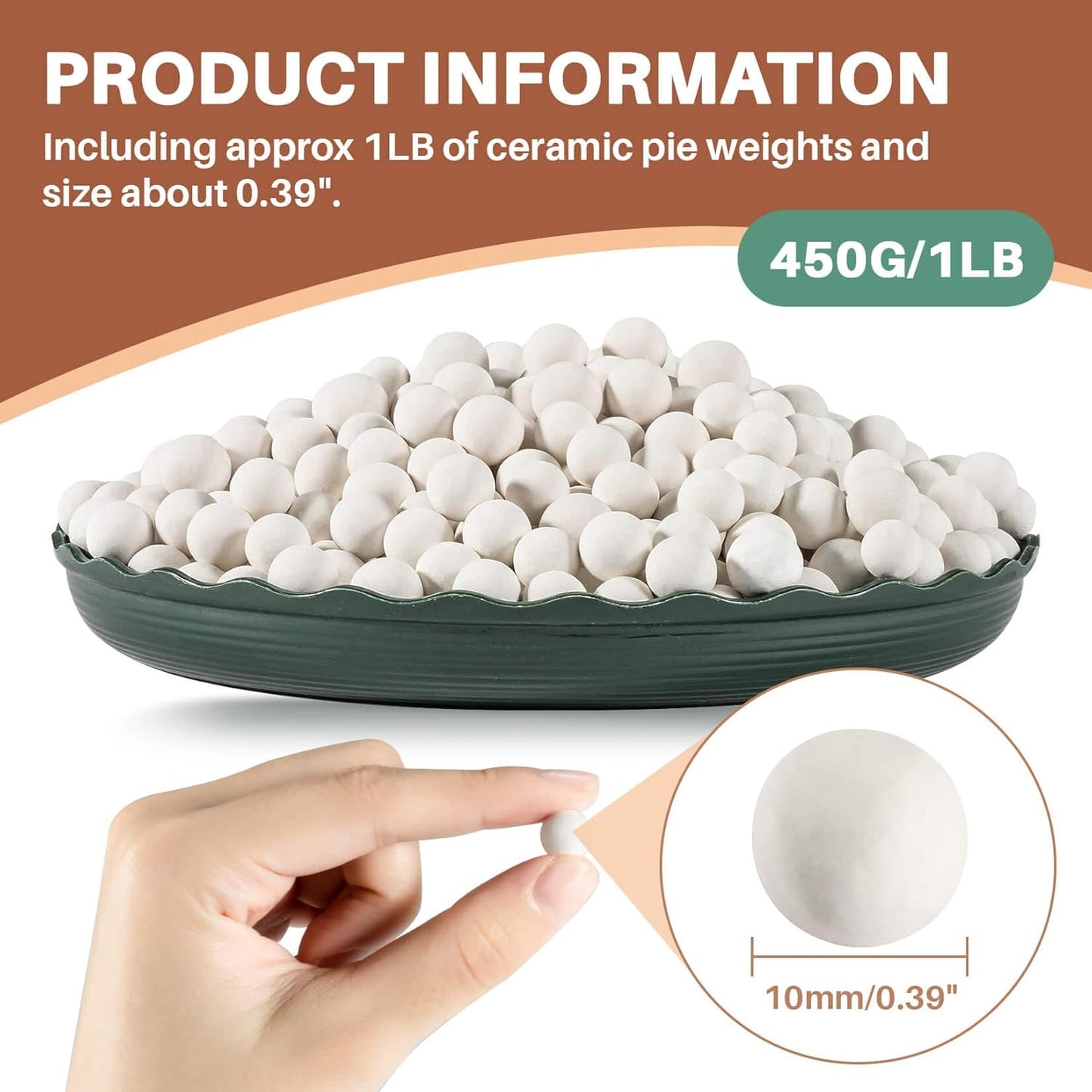 Sukh 1LB Pie Weights for Baking - Pie Crust Weights Ceramic Baking Beans for Reusable Natural Ceramic Stoneware Homemade Kitchen Must Have Round Household Steam Oven Stone