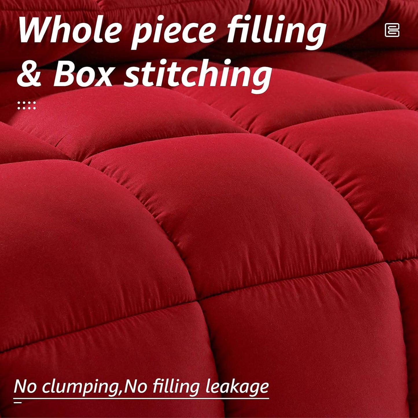 HYLEORY All Season Twin Size Bed Comforter - Cooling Goose Down Alternative Quilted Duvet Insert with Corner Tabs - Winter Warm - Machine Washable - Red
