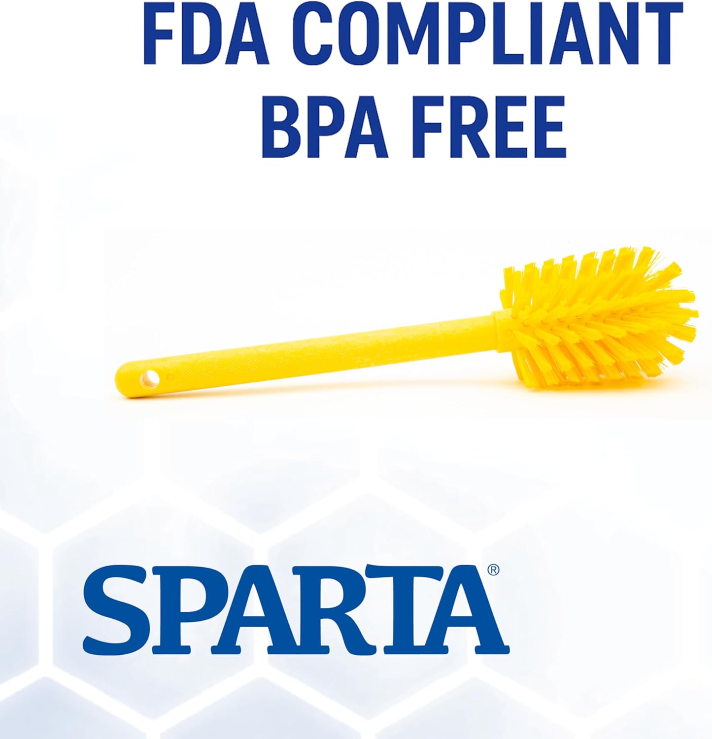 SPARTA Large Water Bottle Brush Ideal for Wide-Mouth Jars, Bottles and Tumblers, Dishwashing Tool with Handle for Home and Commercial Kitchens, Plastic, 12 Inches, Yellow