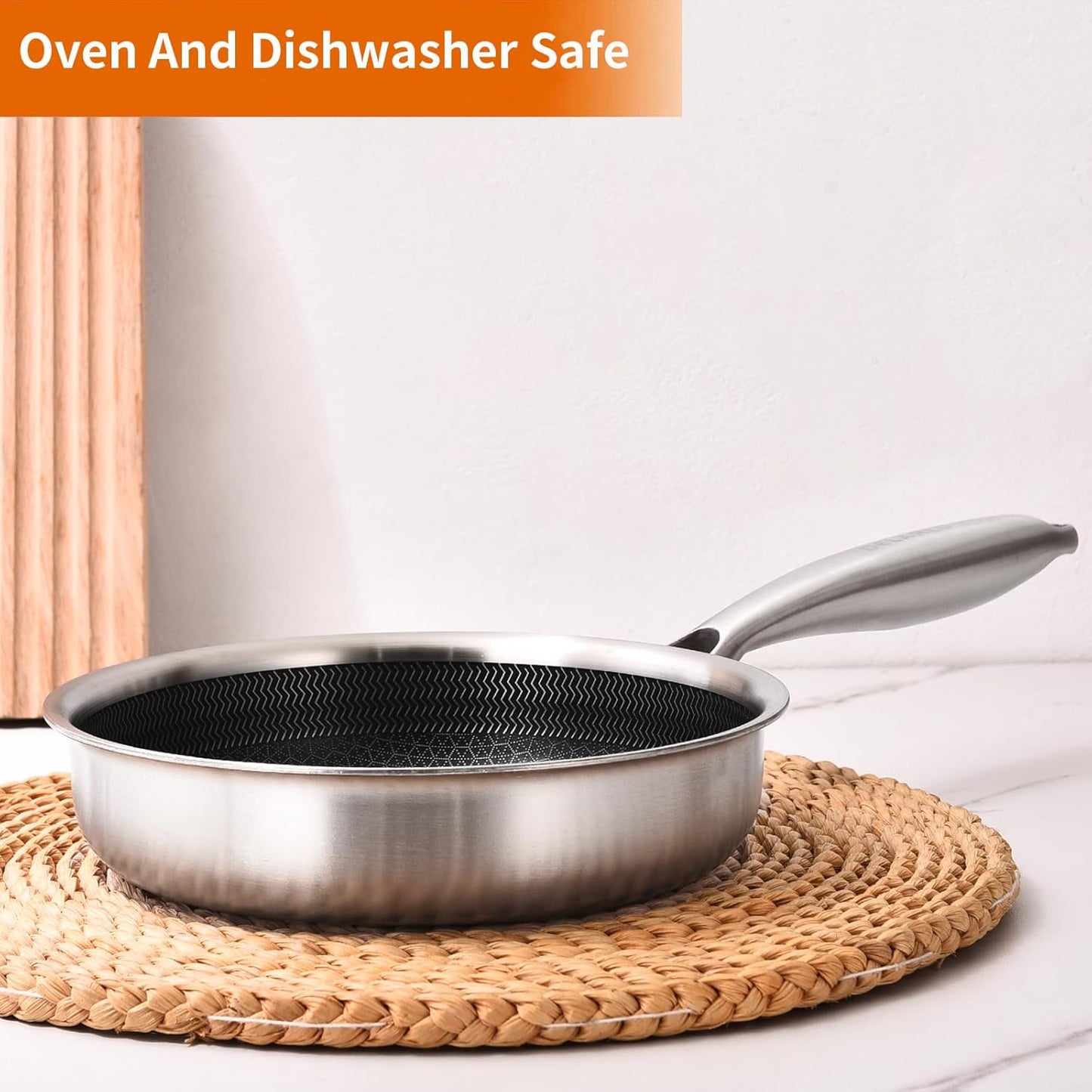 DELARLO Tri-Ply Stainless Steel 5.5 Inch Omelet Pans, Small Frying Pan Compatible with All Cooktops 500℉,Oven Safe Mini Skillet