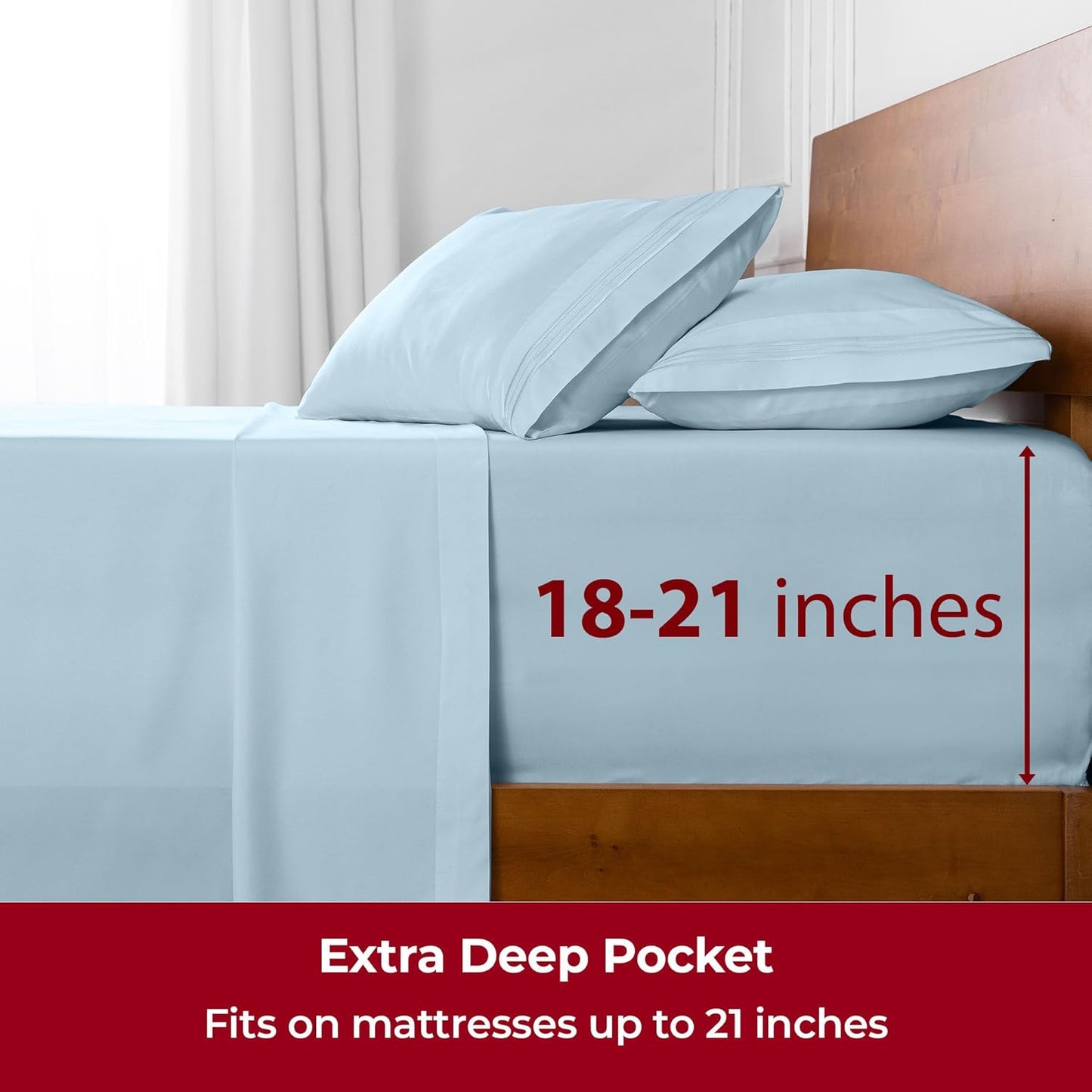 Mellanni Extra Deep California King Sheets - 4 PC Iconic Collection Bedding - Hotel Luxury, Ultra Soft, Cooling Bed Sheets - Wrinkle, Fade, Stain Resistant (Cal King, Aqua)