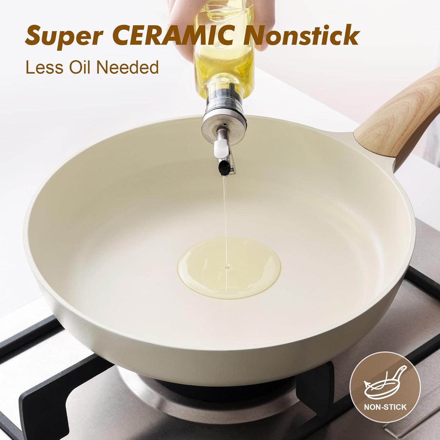 SENSARTE Ceramic Nonstick Frying Pan Small Skillet 8Inch Non Stick Omelette Pans, Non-toxic Healthy Kitchen Cooking Chef's Pan, Free of Intentionally Added PFOA/PFAS/PTFE, Induction Compatible, White
